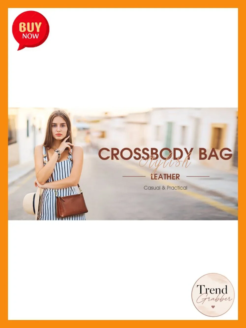 Genuine Leather Crossbody Bag with 2 Straps, Wristlet Wallet, Many Pockets